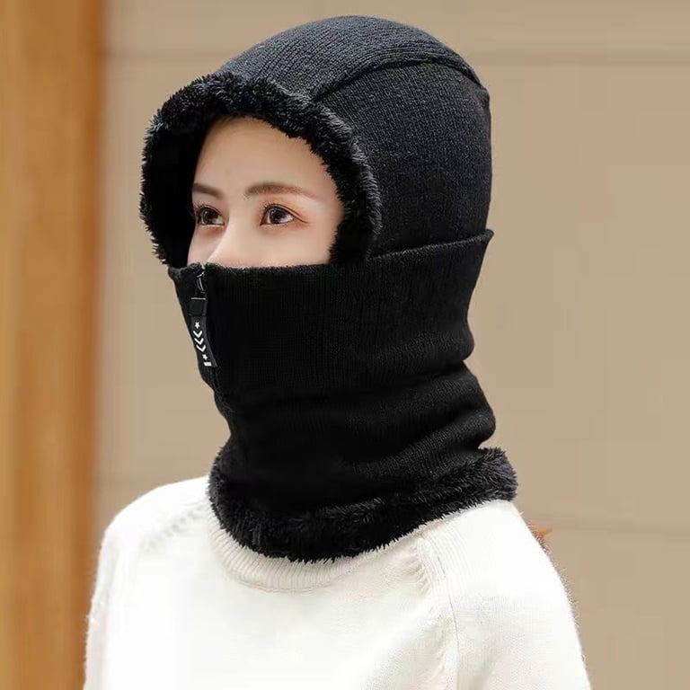 Women One Piece Slouchy Fleece Beanie Hats Scarf Mask Warm  display picture 2