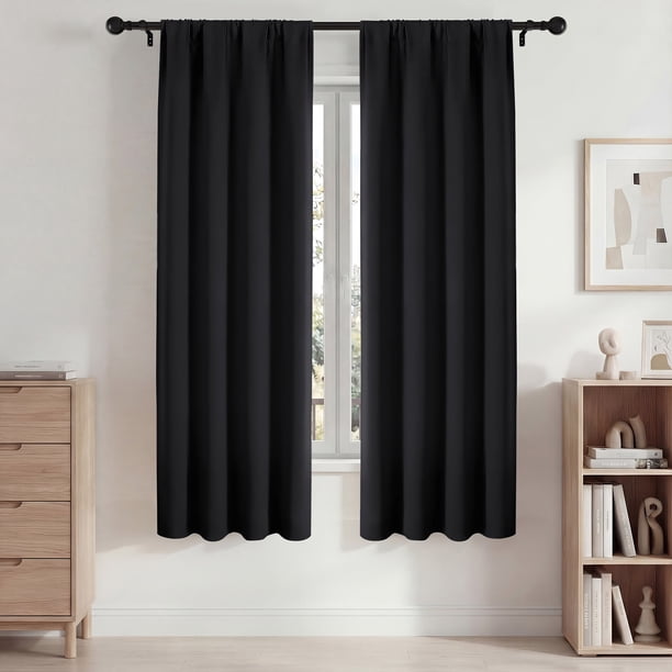 Blackout Cortinas, Cortinas Blackout 42x72in Juego de 2 Paneles, Cortinas Blackout con Bolsillo para Barra para Recámara y Sala de Estar, Cortinas de Ventana con Aislamiento Térmico y Reducción de Ru