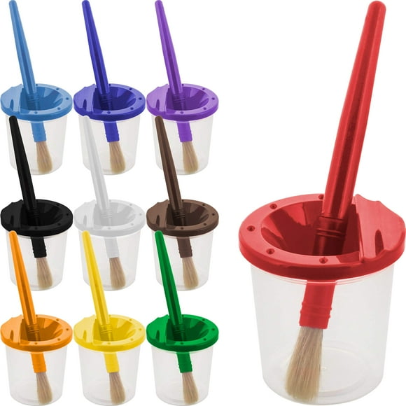 Juego de vasos y pinceles de pintura U.S. Art Supply para niños, 10 piezas