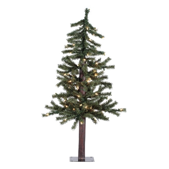 Pemberly Row Natural Alpine Artificial Christmas Tree with LED Lights in Green