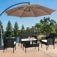 thumbnail image 6 of Patio Wicker Bistro Furniture Sets, 4-Piece Wicker Patio Conversation Set w/Loveseat Seats, 2 Armchair Sofas, Coffee Table and Cushions, Wicker Bistro Set for Porch Poolside Backyard Garden, S8588, 6 of 8