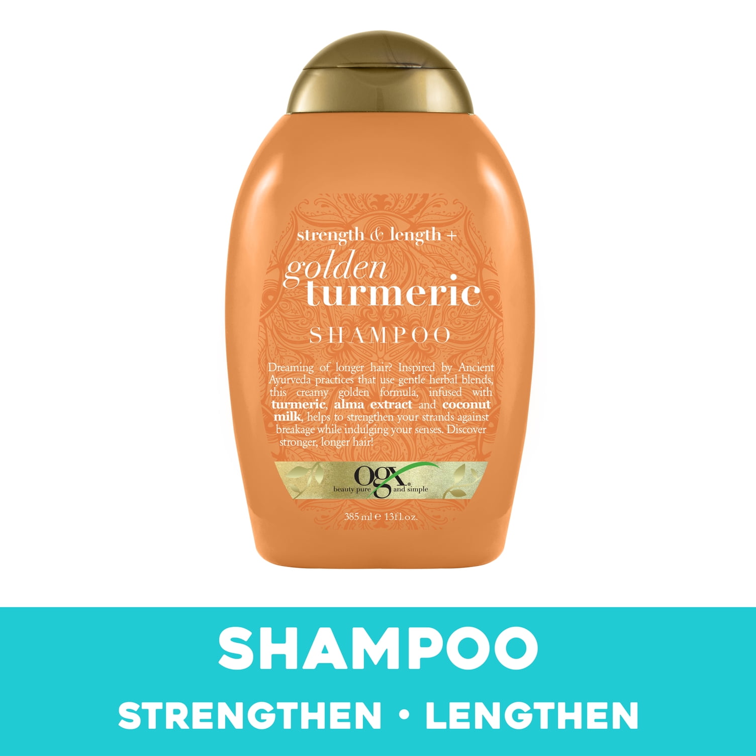 OGX Strength & Length + Golden Turmeric Shampoo with Coconut Milk to Soothe Scalp & Nourish Hair