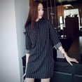 thumbnail image 3 of Women's Striped Button up Collar Summer Long Sleeve Shirt Dress, 3 of 6
