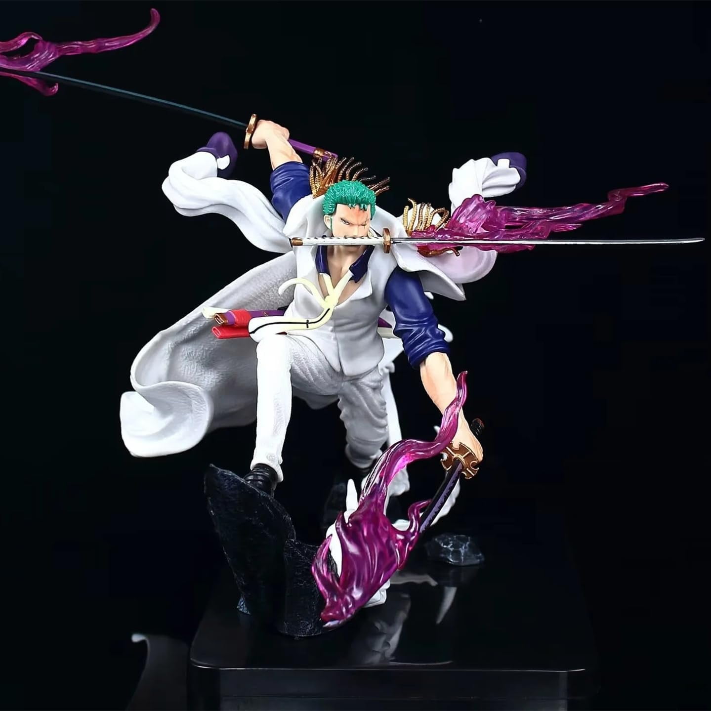 Zoro Figures, Cloak Zoro Action Figure Statue 26cm/10.2inch PVC Anime Cartoon Manga Game Character Model Collectible Decoration Craft Gift (White)
