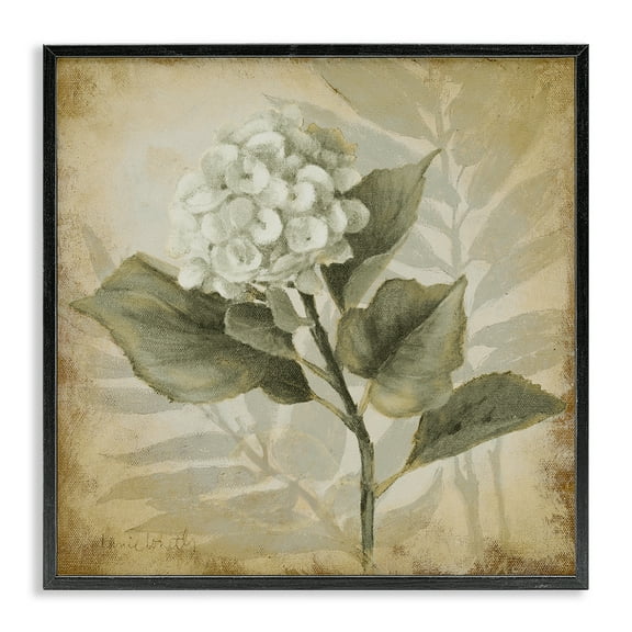 Stupell Industries Aubergine Hydrangea Impression Plants & Flowers Painting Black Framed Art Print Wall Art, 12 x 12