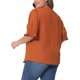 thumbnail image 3 of Blusa de chiffon de mujer plus size Agnes Orinda, con cuello en V, mangas cortas abullonadas, casual, color naranja, talla 4X, 3 of 6