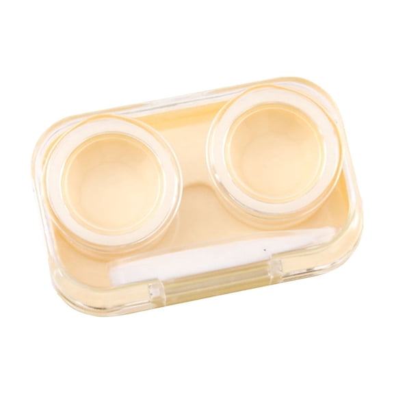 Yellow Contact Lens Case Portable Travel Lens Storage Box Compact Holder for Daily Use With Tweezers Slot Carrying Case