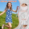 thumbnail image 5 of ZIATUBLES Blue Seashell Starfish Print Girls Summer Romper Ruffle Cap Sleeves One-Piece Short Jumpsuit Soft Comfort Kids Casual Playsuit with Pockets for 5-6 Y, 5 of 6