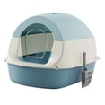 thumbnail image 1 of Caja de arena para gatos con capucha y tapa con inodoro para gatos completamente cerrado, caja de arena con capucha duradera, caja de arena para gatos Azul, 1 of 8