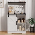 thumbnail image 6 of Happydeer Farmhouse Coffee Bar Cabinet with 6 Hooks, White Coffee Bar Hutch with Storage, 50" Buffet Cabinet with Sliding Barn Door, Coffee Bar Table with Adjustable Shelves for Living Dining Room, 6 of 13