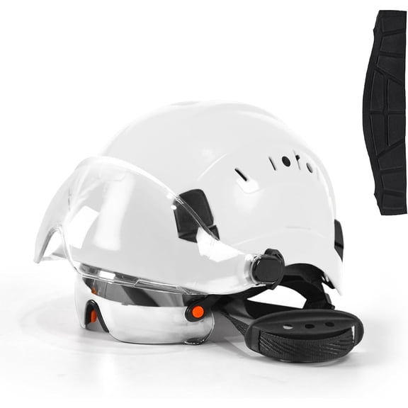 Hard Hat with Visor Safety Helmet with Chin Strap and 2 Sweatbands Adjustable Construction Helmet with 6-Point Suspension Build-in Vented Hard Hat for Men Women
