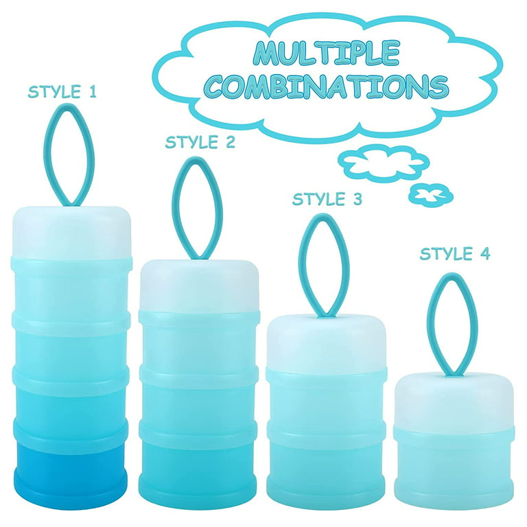 2 Pack Baby Formula Dispenser on The Go, Portable Formula Container to Go,  Non-Spill Stackable BPA Free Baby & Kids Snack Containers - Blue