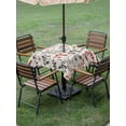 thumbnail image 4 of Outdoor Tablecloth with Umbrella Hole for Patio/Picnic/Party/Camping, Grey Red Botanical Waterproof Table Cloth Square Cover Washable, Rustic Country Spring Floral Summer Leaf (60"x 60"), 4 of 8