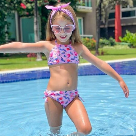 

Toddler Kids Baby Girls Print Bowknot Swimwear Swimsuit Bikini Summer Outfits
