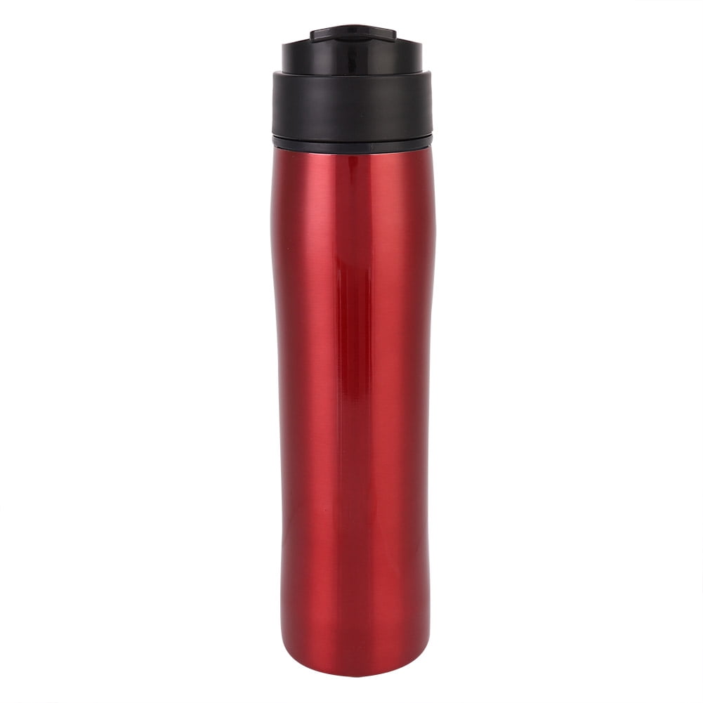 Slatcetga Stainless Steel Coffee Maker Pot Bottle with Portable Pressure Filter Outdoor Office (Red)