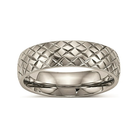 Designer Titanium Polished Textured Ring (Width=6.00) Made In China -Jewelry By Sweet Pea Creations