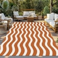thumbnail image 3 of Fsddascl Orange White Outdoor Rug for Patio/Deck/Porch, Non-Slip Large Area Rug 5 x 8 Ft, Modern Abstract Waves Water Ripple Striped Indoor Outdoor Rugs Washable Area Rugs, Camping Rug Carpet, 3 of 5
