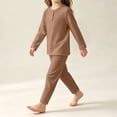 thumbnail image 6 of Asxite Toddler Girls Fall Outfits Solid Crewneck Top Straight Leg Pants Casual Breathable 2 Piece Set 5T, 6 of 6