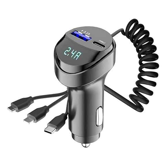 Btomtd Car Charger,Car Accessories,Fast Charger,Car Charger PD Fast Charger Three Adapters Charging Plug Charging Cable High Power Smart Dual USB Car Charger