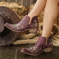 thumbnail image 6 of SACFOF Cowboy Boots for Women Western Flower Embroidered Ankle Cowgirl Boots Snip Toe Chunky Heel Stitched Retro Classic Boot, 6 of 6