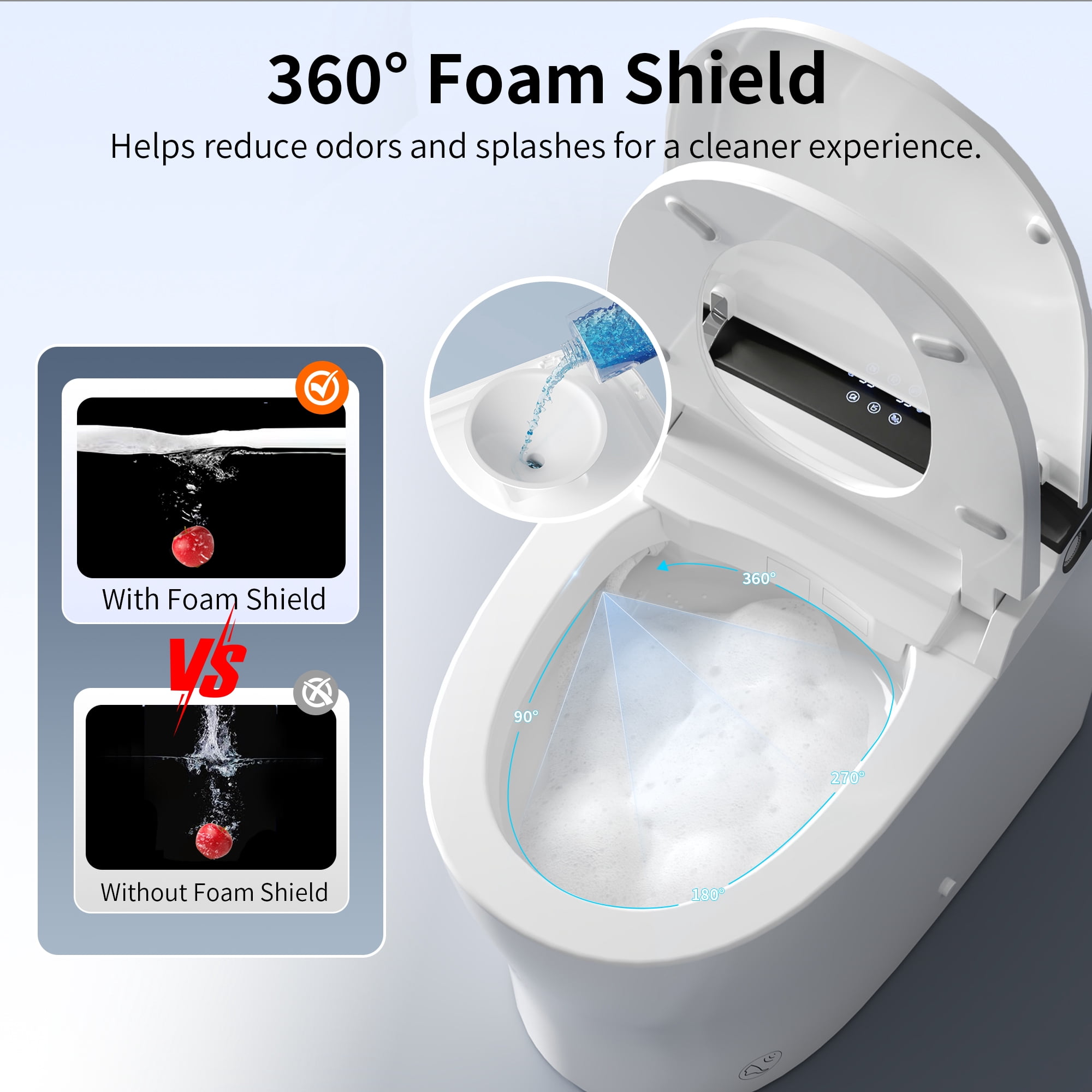 DeerValley Smart Toilet with Bidet, ADA Chair Height Tankless Elongated Toilet, 1.28 GPF, Heated Seat, Warm Water Wash, Auto Flush, Foam Shield, Pump Assisted Flush, Warm Air Dryer, Remote Control