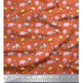 thumbnail image 1 of Soimoi Polyester Crepe Fabric Cloud,Star & Cute Elephant Kids Print Sewing Fabric Yard 52 Inch Wide, 1 of 3