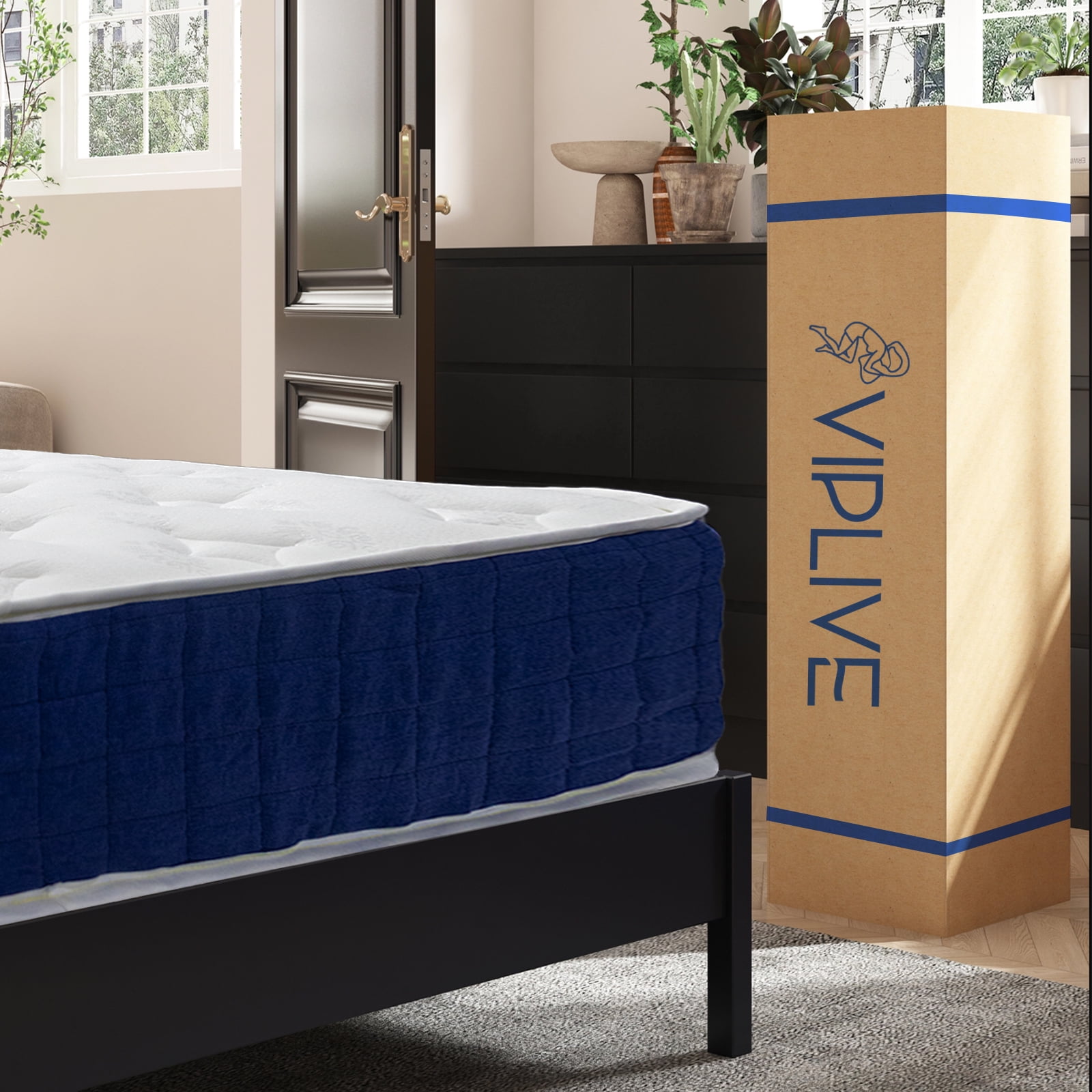 Queen Mattress, VIPLIVE 10 Inch Hybrid Mattress in a Box, Individual Pocket Spring Mattress with Motion Isolation and Pressure Relief