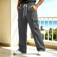 thumbnail image 4 of VALSEEL Men's Sweatpants with Multiple Pockets Elastic Drawstring Waist Loose Fit Casual Cargo Pants Straight-Leg Trousers for Daily Wear Dark Gray S, 4 of 9