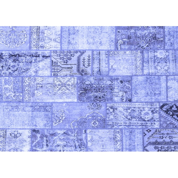 Ahgly Company Indoor Rectangle Patchwork Blue Transitional Area Rugs, 2' x 5'