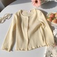 thumbnail image 4 of JFOPQVSM Girls Cardigan Button Down Knit Sweater 1-7Y Knitted Front,Scalloped Edges Long Sleeve Crew Neck Soft Stretchy for School Casual Dressy, 4 of 9