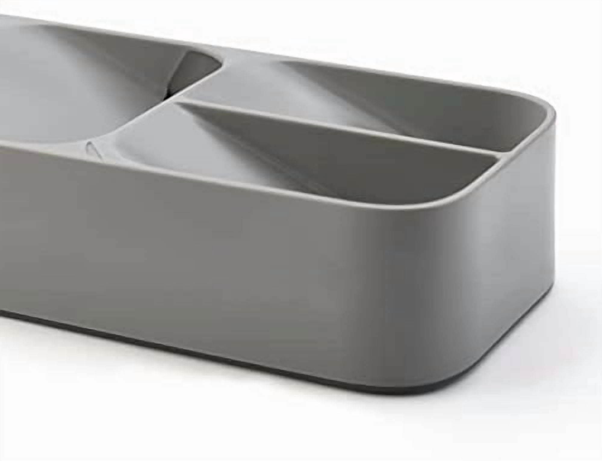 DrawerStore Compact Utensil Organizer For Kitchen Drawer Silverware, Flatware Tray, Small, Grey
