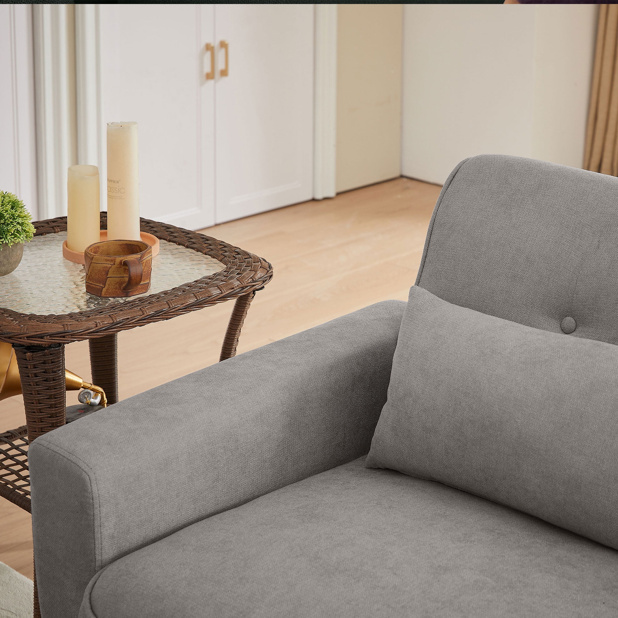 Soscana Couch 2 Piece Set Loveseat Double Seat Sofa with Lumbar Pillows, Modern Creative Small Couches Love Seat with Wide Upholstered Armrest,for Living Room Apartment Bedroom Small Space Office