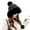 Black, variant on Womens Winter Hat Cable Knit Beanie for Women Faux Fur Pompom Ears