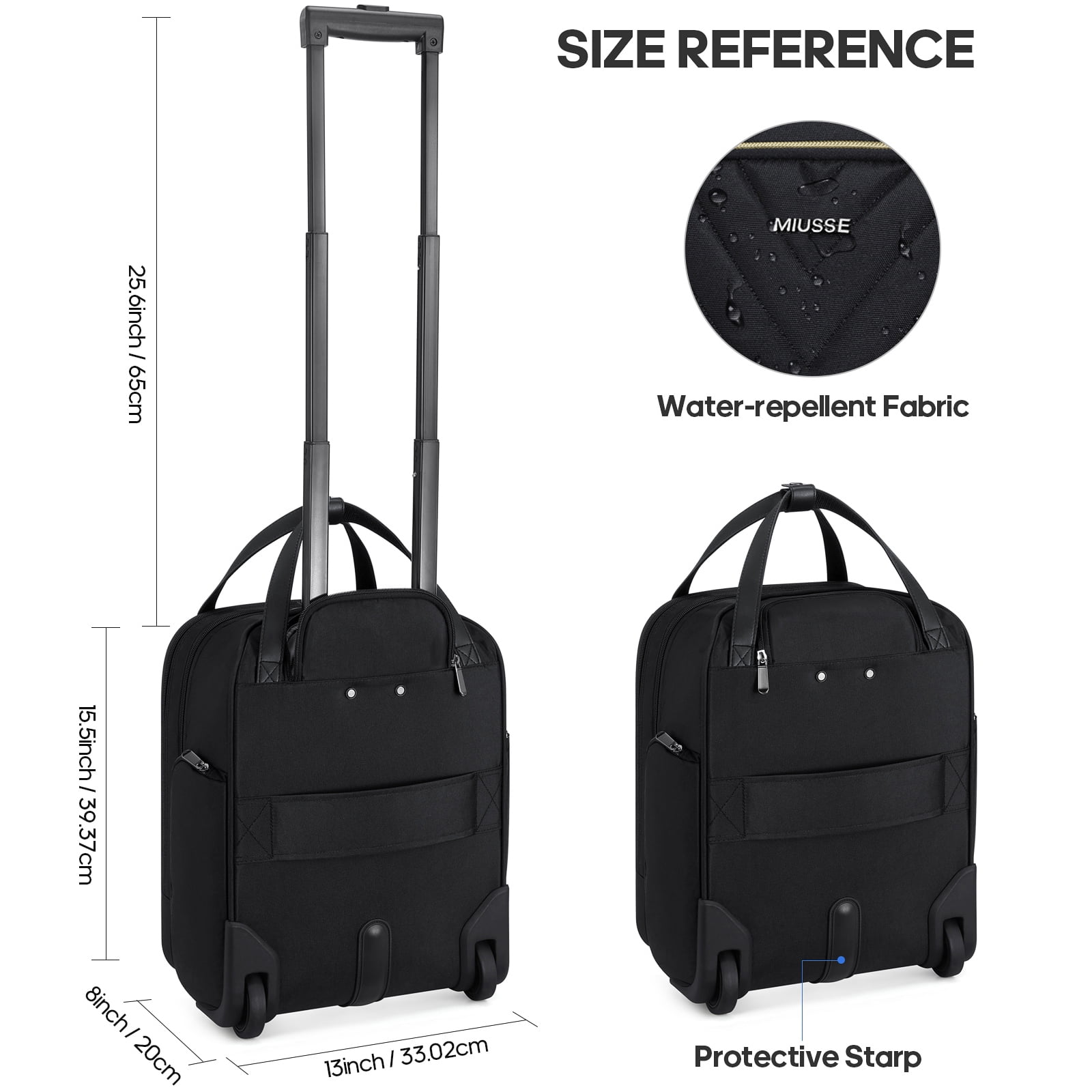 MIUSSE Underseat Carry on Luggage 16 Inch Soft Sided Luggage with Wheels and TSA Lock Airline Approved Small Suitcase for Men Women