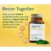 AlgaeCal D3 Complete - Vitamin D3 1000 IU and K2 with A, D, E & K Vitamins for Immune Support, 60 Softgels