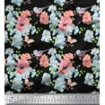 thumbnail image 1 of Soimoi Black polyester Crepe Fabric Bird,Leaves & Flower Floral Decor Fabric Printed Yard 52 Inch Wide, 1 of 1