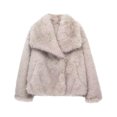 thumbnail image 2 of WRKEKC Coats for Women Solid Color Long Sleeve Warm Winter Faux Fur Lined Outerwear Coat for Cold Weather, 2 of 3
