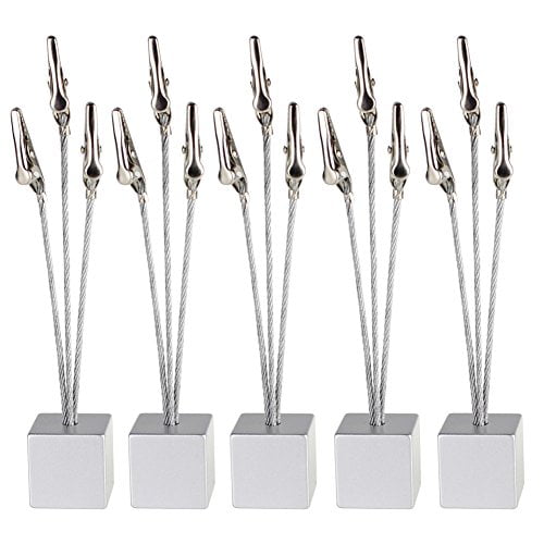 Cube Base Tree Style Memo Card Photo Holder Stand Alligator Clip 8 Branch 5 Pack 