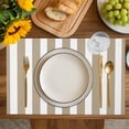 thumbnail image 4 of Beige Striped Placemats Set of 4, Modern Farmhouse Beige White Stripes Placemats for Dining Table, Place Mats for Kitchen Tabletop, Waterproof Wipeable Dining Table Mats Set, 4 of 9