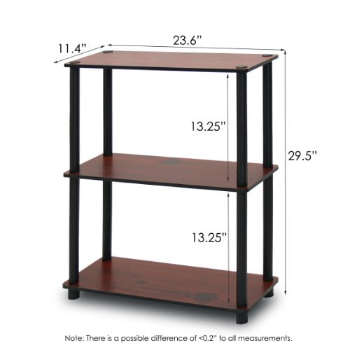 Furinno 10024DC/BK Turn-N-Tube Étagère Multifonctionnelle Compacte à 3 Niveaux, Cerise Foncée