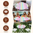 thumbnail image 6 of Pink Aqua Stripes Round Tablecloth 55-60 Inch Round Fitted Table Cloth with Elastic Edge, Geometric Yellow Geometric Waterproof Table Cover Protector for Outdoor Picnic Party Dining, 6 of 6