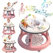 WonderStone 3 in 1 Baby Walker, Push Walker with 360° Swivel Seat, Music & Light Toys, Baby Bouncer, Baby Activity Center for Boy Girl 6-18 Months (Pink)