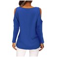 thumbnail image 3 of Trendy Cold Shoulder Tops for Women Long Sleeve Tunic Tops Blouses Sexy Casual Criss Cross Pullover Cut Out Shirts, 3 of 4