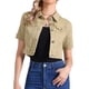 thumbnail image 1 of Chaqueta de mezclilla recortada para mujer INSPIRE CHIC, de manga corta, con botones, color caqui, talla S, 1 of 6