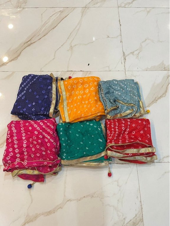 Silk Bandhani Dupatta in Vibrant Red with Banarasi Border Punjabi Wedding Scarf for Women Indian Traditional Wear