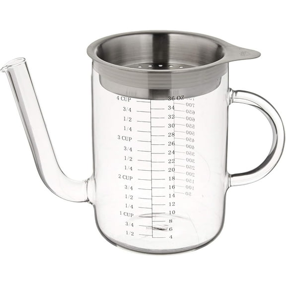 Küchenprofi 4-Cup Gravy Separator – Heat-Resistant Glass & Stainless Steel Fat Separator with Easy-Pour Spout