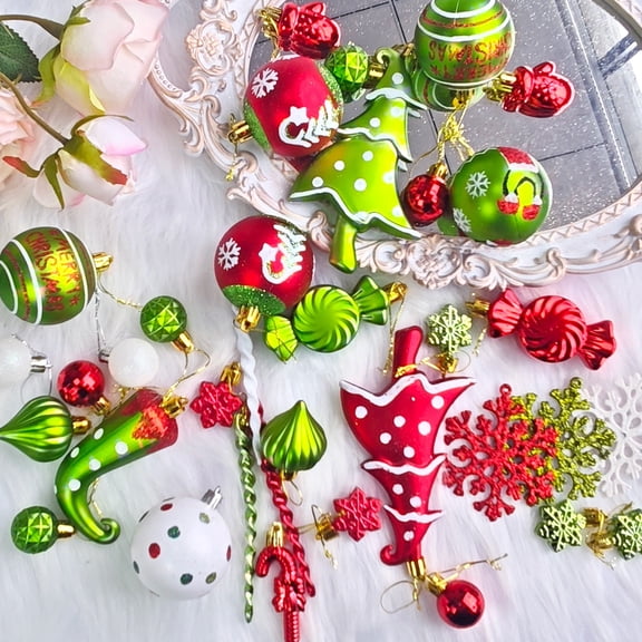 Christmas Ornaments, Christmas Tree Decorations, Cartoon Style Hanging Ornaments, Colorful Shatterproof Baubles for Winter Holiday Tree Decor