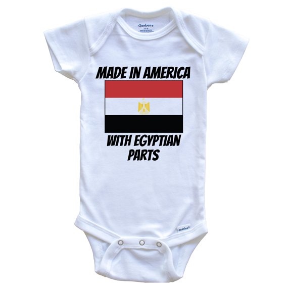 Made In America With Egyptian Parts Egypt Flag Funny Baby Bodysuit - Cute One Piece Baby Bodysuit, 0-3 Months White