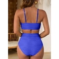 thumbnail image 6 of SHEWIN Womens Bikini Sets Swimsuit 2 Piece Bathing Suits High Waist Bikini Sets Texture Swimming Suits Summer Beach Blue S, 6 of 9