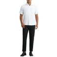 thumbnail image 2 of CAMISAS DE VESTIR PARA HOMBRE INSPIRADAS CHIC, DE ALGODÓN, DE MANGA CORTA, AJUSTE REGULAR, CON BOTONES, CAMISA OXFORD FORMAL, S BLANCA, 2 of 4